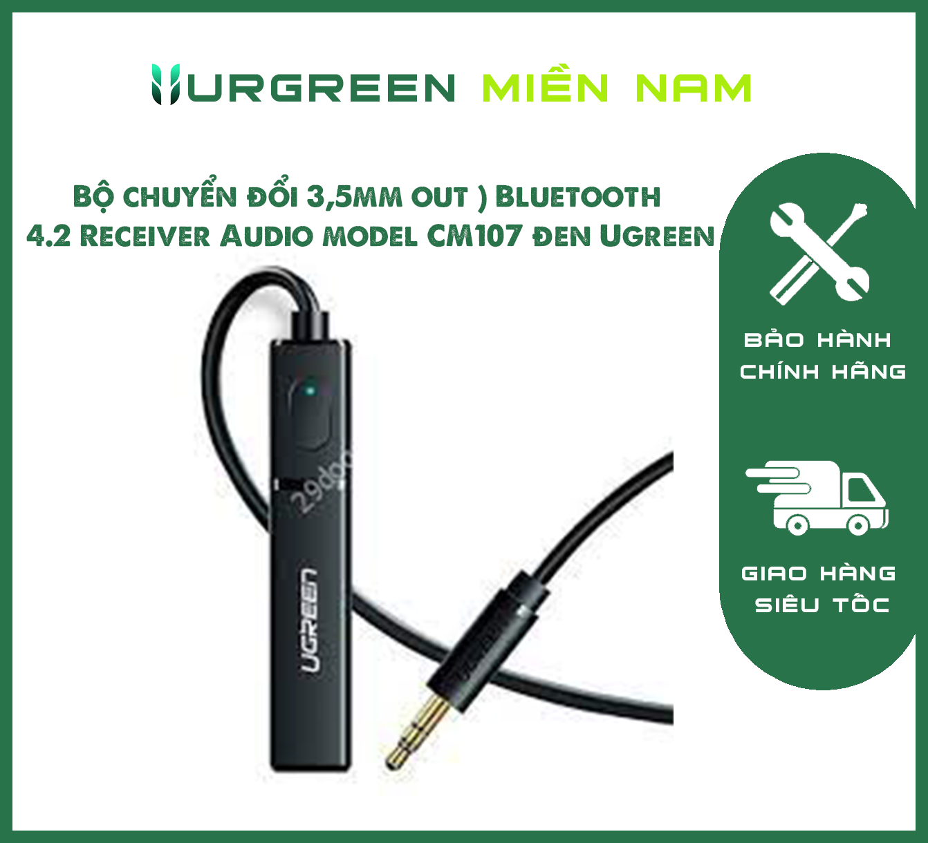 Bộ chuyển đổi 3,5mm out ) Bluetooth 4.2 Receiver Audio model CM107 đen Ugreen 40761
